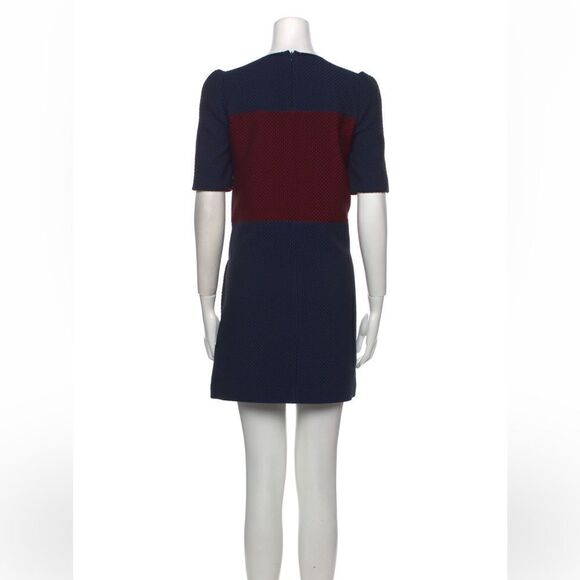 Jill Stuart Blue and Red Colorblock Pattern Waffle Shift Mini Dress Sz 8 - Picture 3 of 12